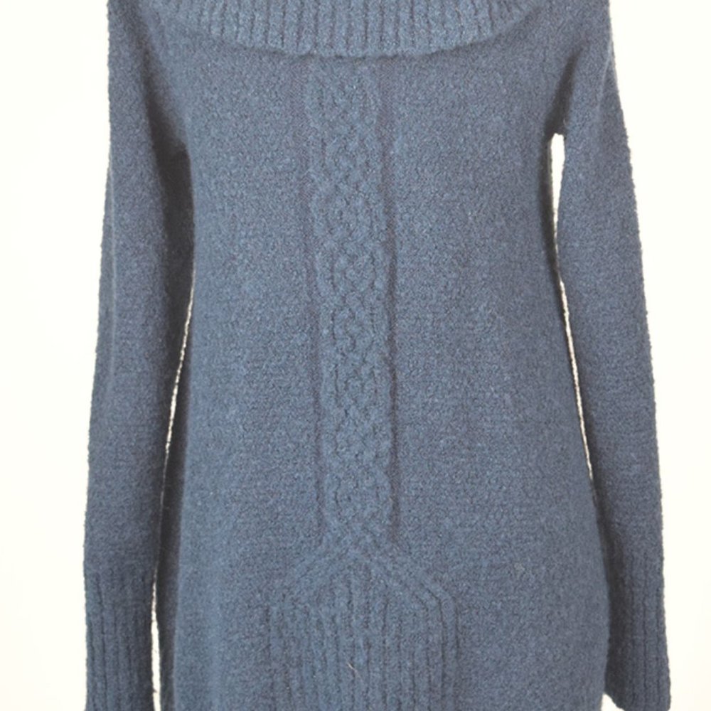 Anthropologie Angel Of The North Wool Teal/Blue Cable Knit Sweater Size Small S - Picture 6 of 11